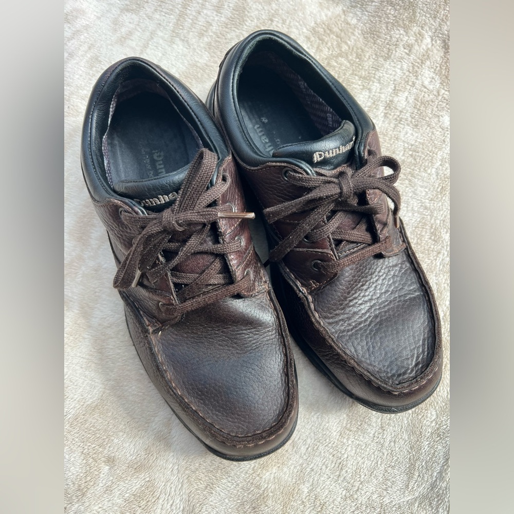 Dunham Men’s Dark Brown Leather Lace-Up Boat Shoes size 10D
